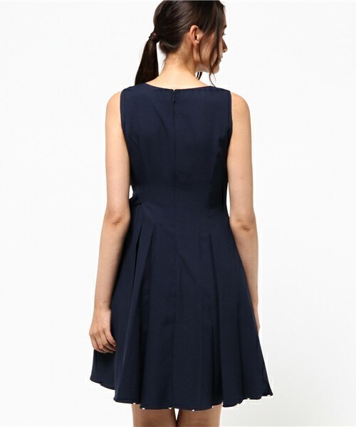 INTERPLANET WINGS（インタープラネットウィング）の「サイドリボンフレアーワンピース（ドレス・レディース・ネイビー/サックスブルー/サーモンピンク/ボルドー・FREE）」の7枚目の写真