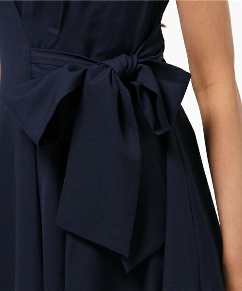 INTERPLANET WINGS（インタープラネットウィング）の「サイドリボンフレアーワンピース（ドレス・レディース・ネイビー/サックスブルー/サーモンピンク/ボルドー・FREE）」の11枚目の写真