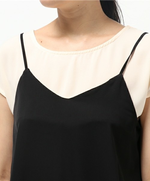 INTERPLANET（インタープラネット）の「サテンキャミ+ジョーゼットBLセット（シャツ/ブラウス・レディース・ブラック/カーキ/オレンジ・FREE）」の7枚目の写真