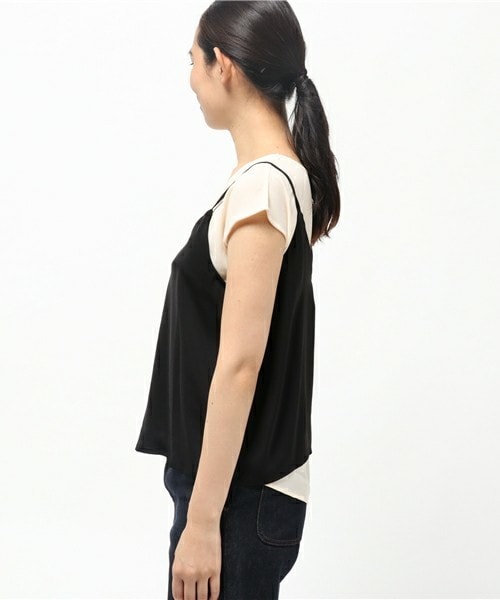 INTERPLANET（インタープラネット）の「サテンキャミ+ジョーゼットBLセット（シャツ/ブラウス・レディース・ブラック/カーキ/オレンジ・FREE）」の5枚目の写真