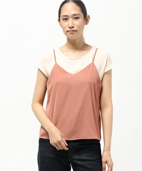 INTERPLANET（インタープラネット）の「サテンキャミ+ジョーゼットBLセット（シャツ/ブラウス・レディース・ブラック/カーキ/オレンジ・FREE）」の3枚目の写真