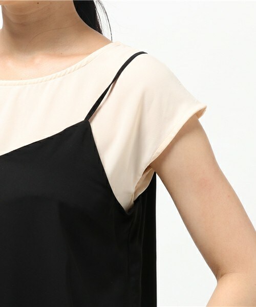 INTERPLANET（インタープラネット）の「サテンキャミ+ジョーゼットBLセット（シャツ/ブラウス・レディース・ブラック/カーキ/オレンジ・FREE）」の8枚目の写真