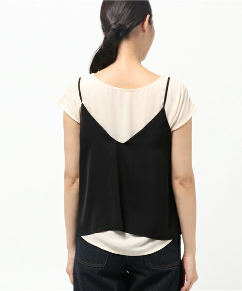 INTERPLANET（インタープラネット）の「サテンキャミ+ジョーゼットBLセット（シャツ/ブラウス・レディース・ブラック/カーキ/オレンジ・FREE）」の6枚目の写真