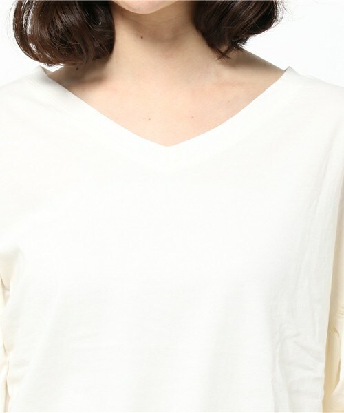 archives（アルシーヴ）の「袖ギャザー両Vプルオーバー（Tシャツ/カットソー・レディース・オフホワイト/ブラック/ピンク・MEDIUM）」の7枚目の写真