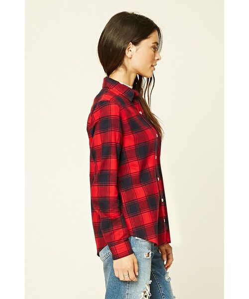 FOREVER 21（フォーエバー トゥエンティーワン）の「FOREVER 21 Tartan Plaid Flannel Shirt（シャツ/ブラウス・レディース・Red・S/M/L）」の2枚目の写真