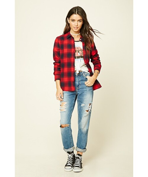 FOREVER 21（フォーエバー トゥエンティーワン）の「FOREVER 21 Tartan Plaid Flannel Shirt（シャツ/ブラウス・レディース・Red・S/M/L）」の4枚目の写真