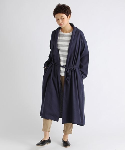 studio CLIP(スタディオクリップ)の「コットンドビーロングガウンコート(ジャケット/アウター・ベージュ/カーキ/ネイビー・F)」の3枚目の写真