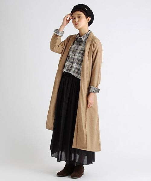 studio CLIP(スタディオクリップ)の「コットンドビーロングガウンコート(ジャケット/アウター・ベージュ/カーキ/ネイビー・F)」の1枚目の写真