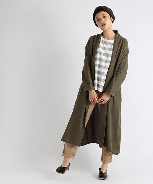 studio CLIP(スタディオクリップ)の「コットンドビーロングガウンコート(ジャケット/アウター・ベージュ/カーキ/ネイビー・F)」の2枚目の写真
