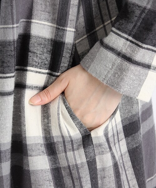 studio CLIP（スタディオクリップ）の「コットンリネンビッグチェックワンピース（ワンピース/ドレス・グレー/カーキ/ネイビー・M/L/S(WEB限定)/LL(WEB限定)）」の13枚目の写真