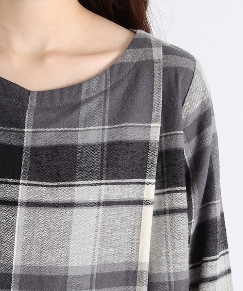 studio CLIP（スタディオクリップ）の「コットンリネンビッグチェックワンピース（ワンピース/ドレス・グレー/カーキ/ネイビー・M/L/S(WEB限定)/LL(WEB限定)）」の12枚目の写真