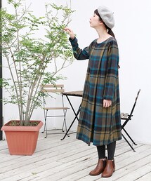 studio CLIP | コットンリネンビッグチェックワンピース(ワンピース/ドレス)