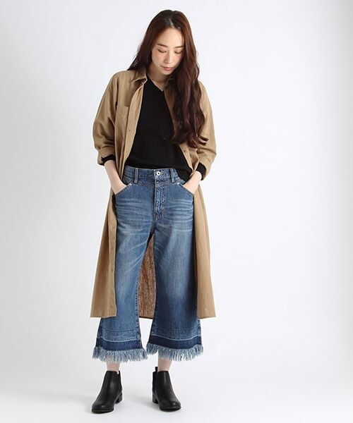 studio CLIP（スタディオクリップ）の「フリンジワイドデニムパンツ（パンツ・ライトブルー/インディゴ・M/L）」の6枚目の写真