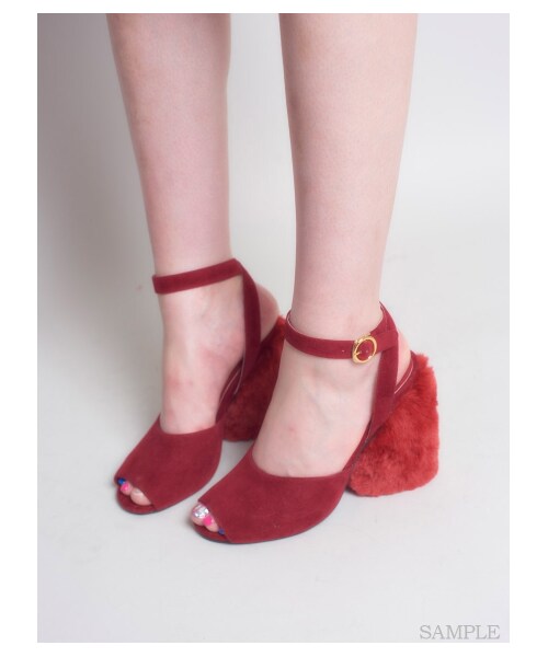 lilLilly（リルリリー）の「[LILICIOUS]FURヒールサンダル（シューズ・レディース・PINK/RED/BLACK・S(23-23.5cm)/M(24-24.5cm)）」の4枚目の写真