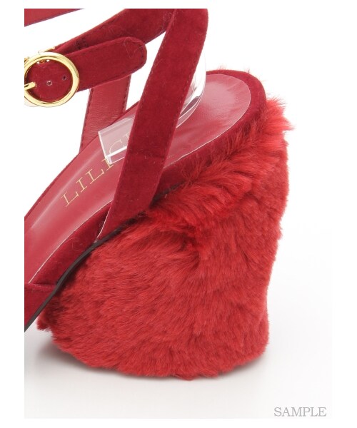lilLilly（リルリリー）の「[LILICIOUS]FURヒールサンダル（シューズ・レディース・PINK/RED/BLACK・S(23-23.5cm)/M(24-24.5cm)）」の8枚目の写真
