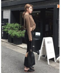 FLYMODEL | ワンカラー長袖Tシャツ(P0000QFU)(Tシャツ/カットソー)