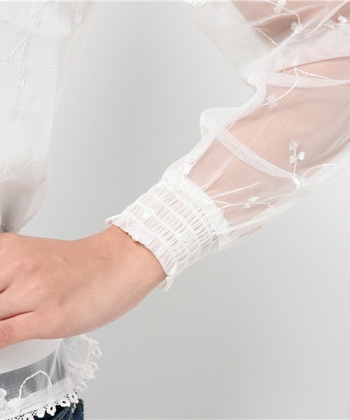 archives（アルシーヴ）の「刺しゅう地プルオーバー（シャツ/ブラウス・レディース・オフホワイト/ブラック/ワイン・MEDIUM）」の9枚目の写真