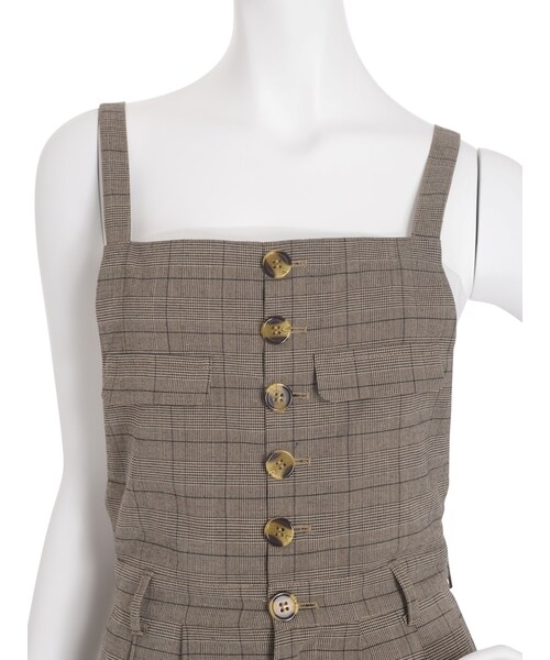 dazzlin(ダズリン)の「【sw】チェック柄ワイドロンパース(ワンピース/ドレス・レディース・グレー/ベージュ・S/M)」の8枚目の写真