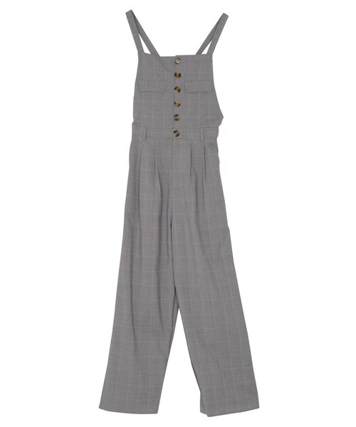 dazzlin(ダズリン)の「【sw】チェック柄ワイドロンパース(ワンピース/ドレス・レディース・グレー/ベージュ・S/M)」の1枚目の写真