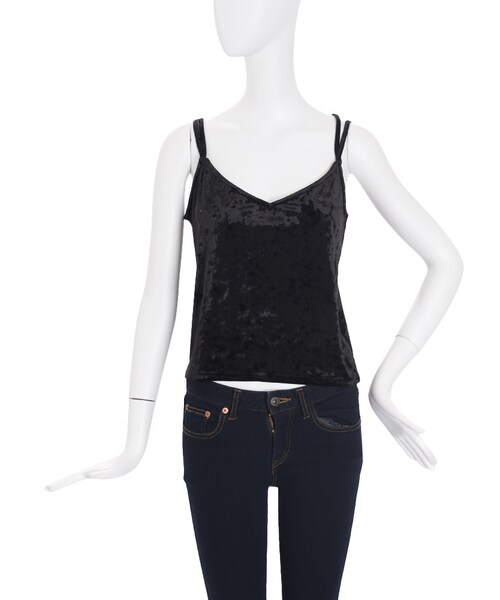 EMODA（エモダ）の「CRUSH VELORキャミ（トップス・レディース・ブラック/ネイビー）」の4枚目の写真