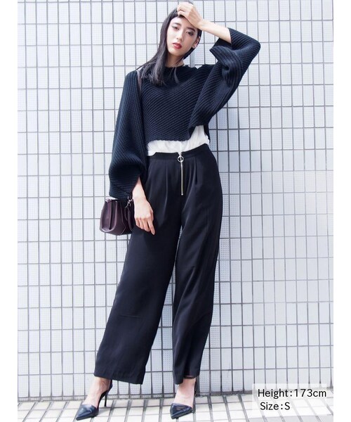 EMODA（エモダ）の「RING ZIPワイドパンツ（パンツ・レディース・グレー/ブラック/ベージュ・S/M）」の4枚目の写真