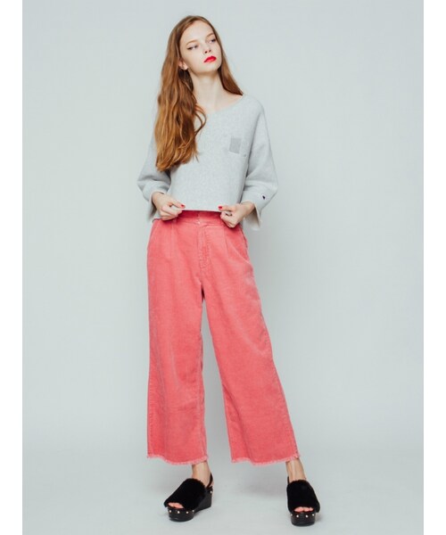 jouetie（ジュエティ）の「フリンジワイドパンツ（パンツ・レディース・ブラック/ベビーピンク/アイスブルー/ベージュ）」の5枚目の写真