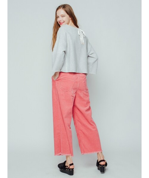 jouetie（ジュエティ）の「フリンジワイドパンツ（パンツ・レディース・ブラック/ベビーピンク/アイスブルー/ベージュ）」の10枚目の写真