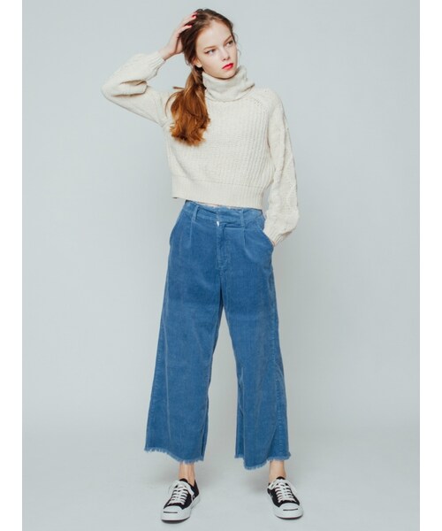 jouetie（ジュエティ）の「フリンジワイドパンツ（パンツ・レディース・ブラック/ベビーピンク/アイスブルー/ベージュ）」の9枚目の写真