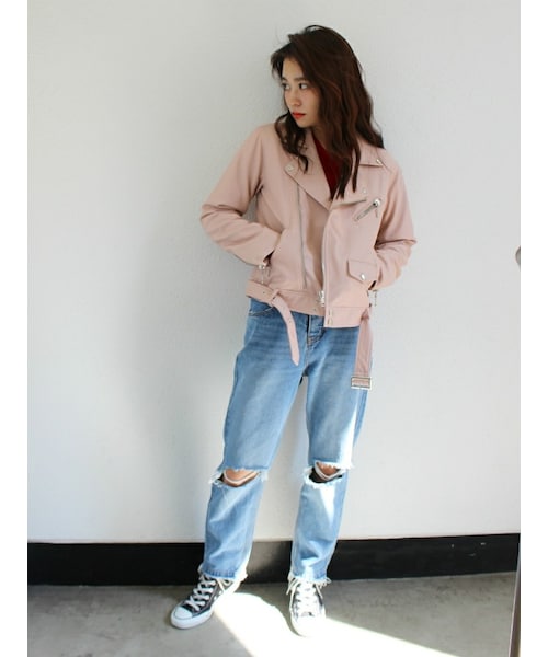 jouetie（ジュエティ）の「【RUNWAY限定】フェイクレザーライダース