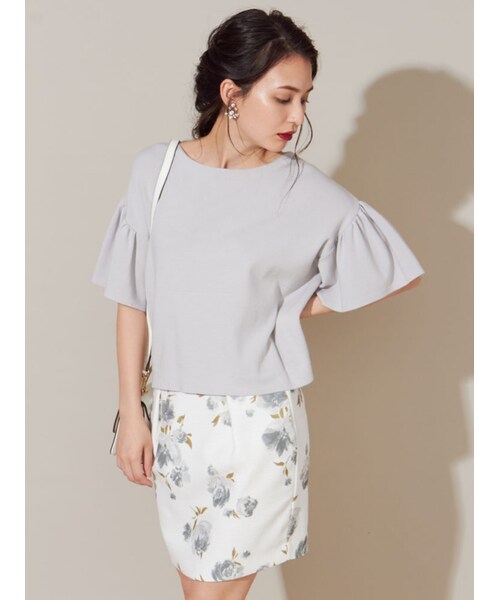 MERCURYDUO(マーキュリーデュオ)の「ロンドフラワーコクーンスカート(スカート・レディース・オフホワイト/アイスブルー・S/M)」の5枚目の写真