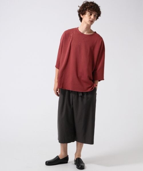 HARE（ハレ）の「クラッシュスエットプルオーバー5分袖（トップス・オフホワイト/ブラック/ボルドー・S/M）」の6枚目の写真