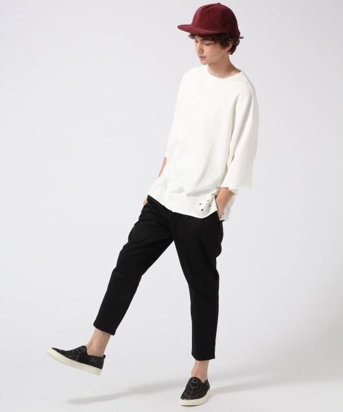 HARE（ハレ）の「クラッシュスエットプルオーバー5分袖（トップス・オフホワイト/ブラック/ボルドー・S/M）」の4枚目の写真