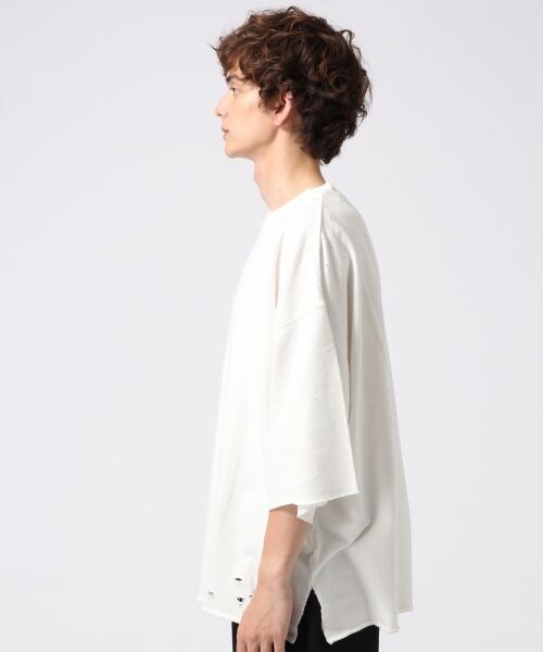 HARE（ハレ）の「クラッシュスエットプルオーバー5分袖（トップス・オフホワイト/ブラック/ボルドー・S/M）」の7枚目の写真