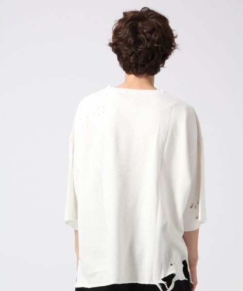 HARE（ハレ）の「クラッシュスエットプルオーバー5分袖（トップス・オフホワイト/ブラック/ボルドー・S/M）」の8枚目の写真