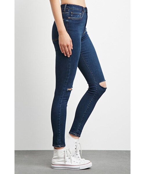 FOREVER 21(フォーエバー トゥエンティーワン)の「FOREVER 21 Sculpted High-Rise Skinny Jeans(デニムパンツ・レディース・Blue・24/25/26/27/28/29/30/31)」の4枚目の写真