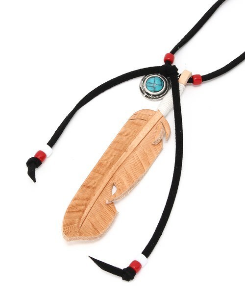 CASPER JOHN（キャスパージョン）の「ROXD DAY 天然石チャームレザーフェザーネックレス（ネックレス・メンズ・ブラック/ナチュラル・FREE）」の4枚目の写真