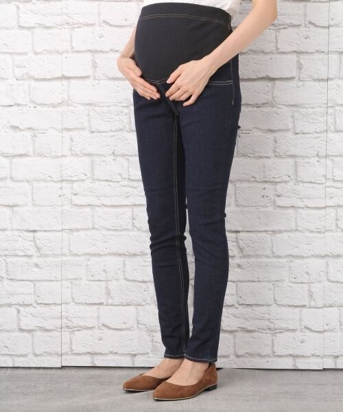 LEPSIM（レプシィム）の「マタニティ／ストレッチハイブリットデニムスリムパンツ（パンツ・ブルーダメージ/ブルー/ネイビー・M/L）」の3枚目の写真