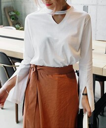 DHOLIC | スリットベルスリーブTシャツ(Tシャツ/カットソー)