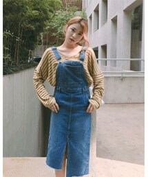 FLYMODEL | カットオフ裾デニムサスペンダースカート(P0000QGH)(Tシャツ/カットソー)