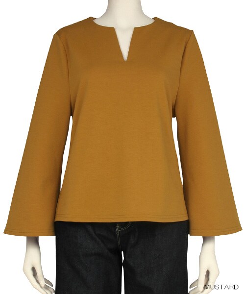 RANDA（ランダ）の「Ｖネックワイドスリーブトップス（トップス・レディース・ダークブラウン/マスタード/ブラック・0/1）」の2枚目の写真