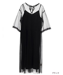 w closet | ドットチュールワンピース×インナーキャミセット(ワンピース/ドレス)