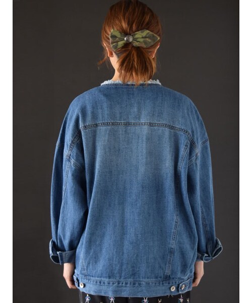 w closet(ダブルクローゼット)の「衿カットオフビッグGジャン(ジャケット/アウター・レディース・ブルー/ネイビー・FREE)」の5枚目の写真