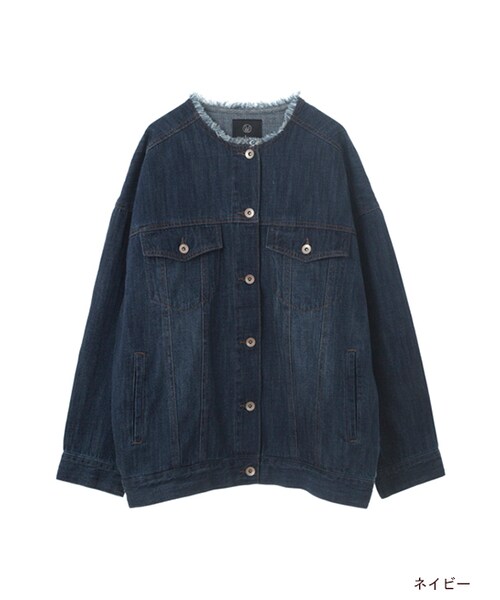 w closet(ダブルクローゼット)の「衿カットオフビッグGジャン(ジャケット/アウター・レディース・ブルー/ネイビー・FREE)」の2枚目の写真