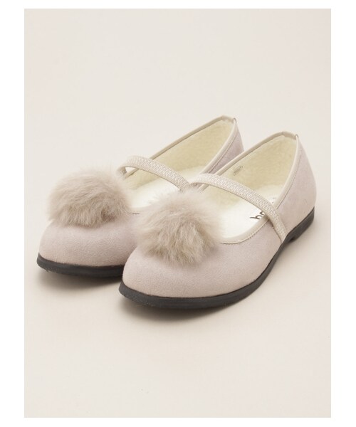 HAKKA KIDS（ハッカキッズ）の「ファー凡天バレエシューズ（シューズ・レディース・ベージュ/ブラック・19.0/20.0/21.0）」の2枚目の写真