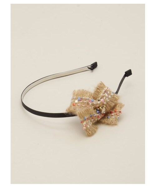 HAKKA KIDS（ハッカキッズ）の「ニットリボンモチーフカチューシャ（アクセサリー・レディース・オフホワイト/ブラウン/グレー・F）」の3枚目の写真