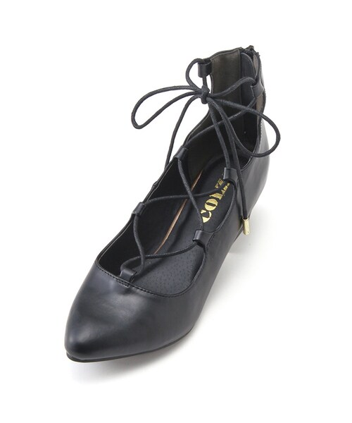 Honeys(ハニーズ)の「レースアップパンプス(パンプス・レディース・クロ合皮/クロ/アカ/キャメル/ベージュ・S/M/L/LL)」の2枚目の写真