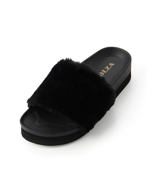 Honeys(ハニーズ)の「ファーサンダル(サンダル・レディース・アイボリー/クロ/グレー・S/M/L)」の2枚目の写真