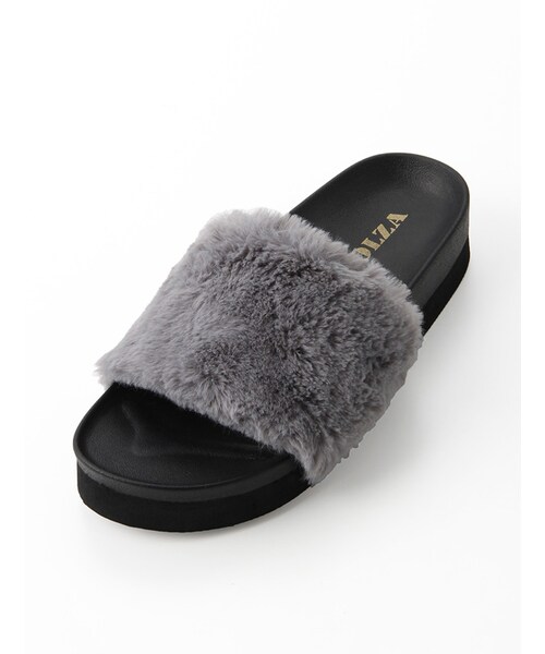 Honeys(ハニーズ)の「ファーサンダル(サンダル・レディース・アイボリー/クロ/グレー・S/M/L)」の3枚目の写真