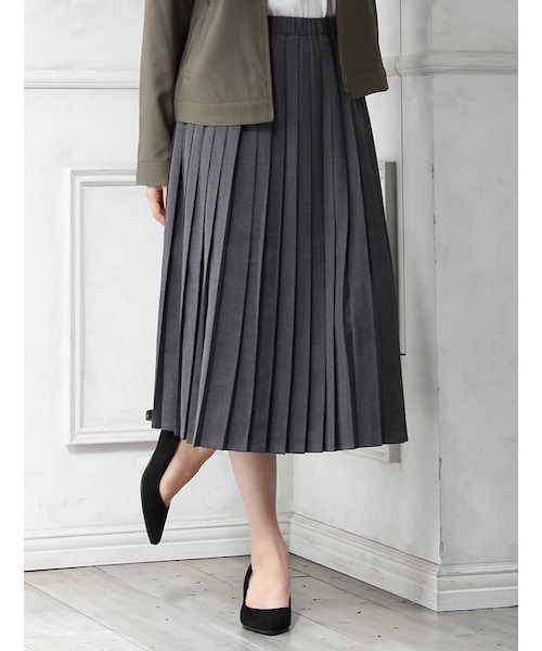 Honeys（ハニーズ）の「プリーツスカート（スカート・レディース・クロ/ボルドー/キャメル/カーキ/杢チャコール・Ｍ/Ｌ）」の3枚目の写真