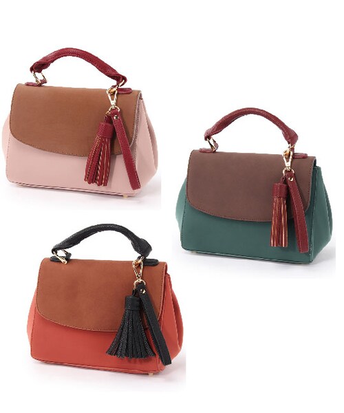 laboratory work(ラボラトリーワーク)の「フリンジ付き2wayバッグ(バッグ・レディース・レッド系/オレンジ系/グリーン系)」の5枚目の写真